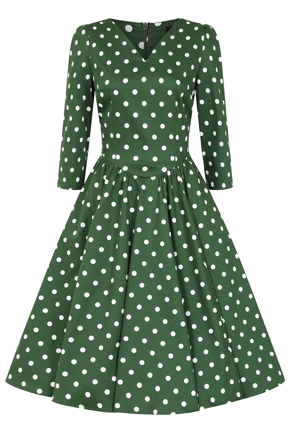Savannah Green Polka Dot Swing Dress in Extended Sizing